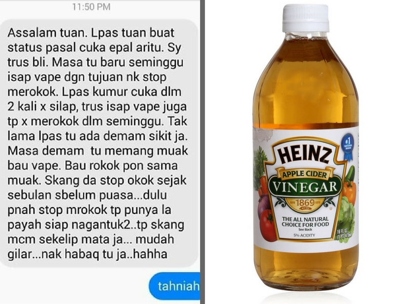 Dalam Masa 3 Minggu Cuka Epal Dipercayai Dapat Hilangkan Ketagihan Merokok, Ikut Petua Ini!